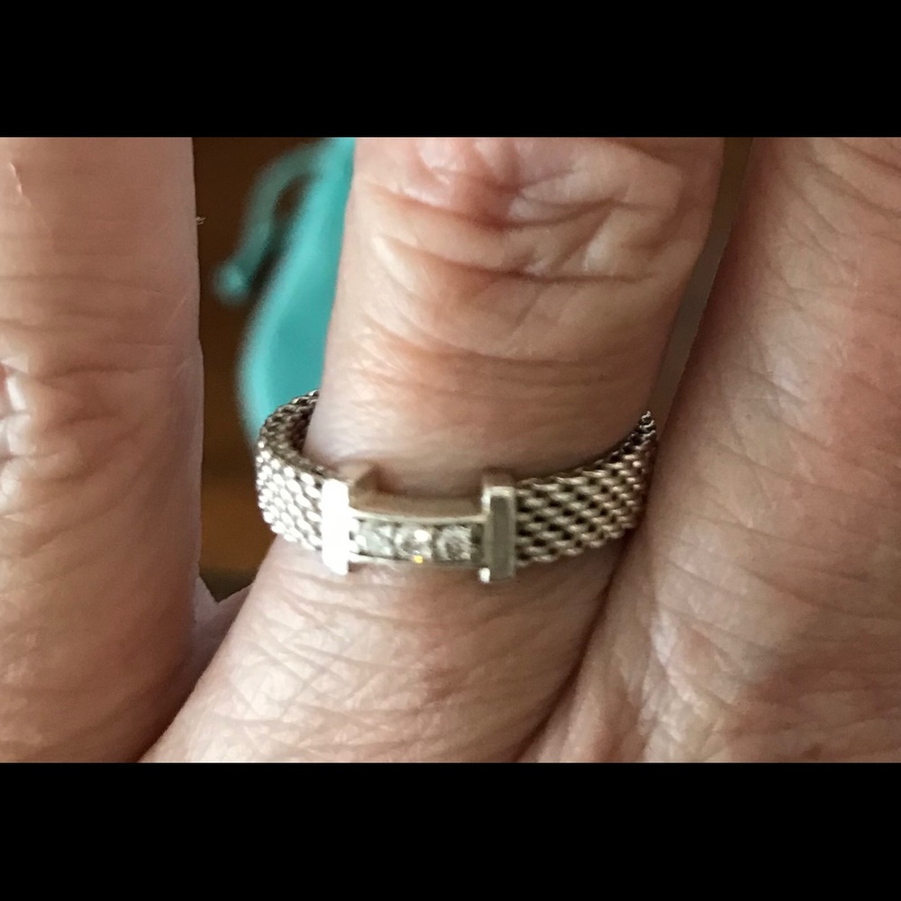 Tiffany & Co Somerset Silver mesh ring w/diamonds - Picture 5 of 7